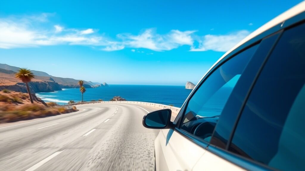 un coche recorriendo la costa española